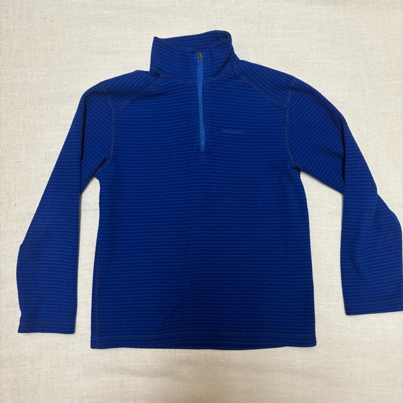 Patagonia Other - Patagonia Boys 8 Striped Blue Fleece Quarter Zip Pullover Sweater Soft Better